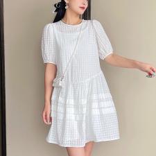 【现货】夏季新款泡泡袖宽松韩版连衣裙，女装连衣裙，裴兔子