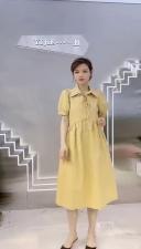 ZCL607韩版时尚宫廷风Polo领甜美系蝴蝶结中长款连衣裙，女装连衣裙，L·H·X