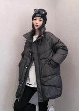 DG839欧货大口袋立领拉链百分百羽绒外套，女装，L·H·X