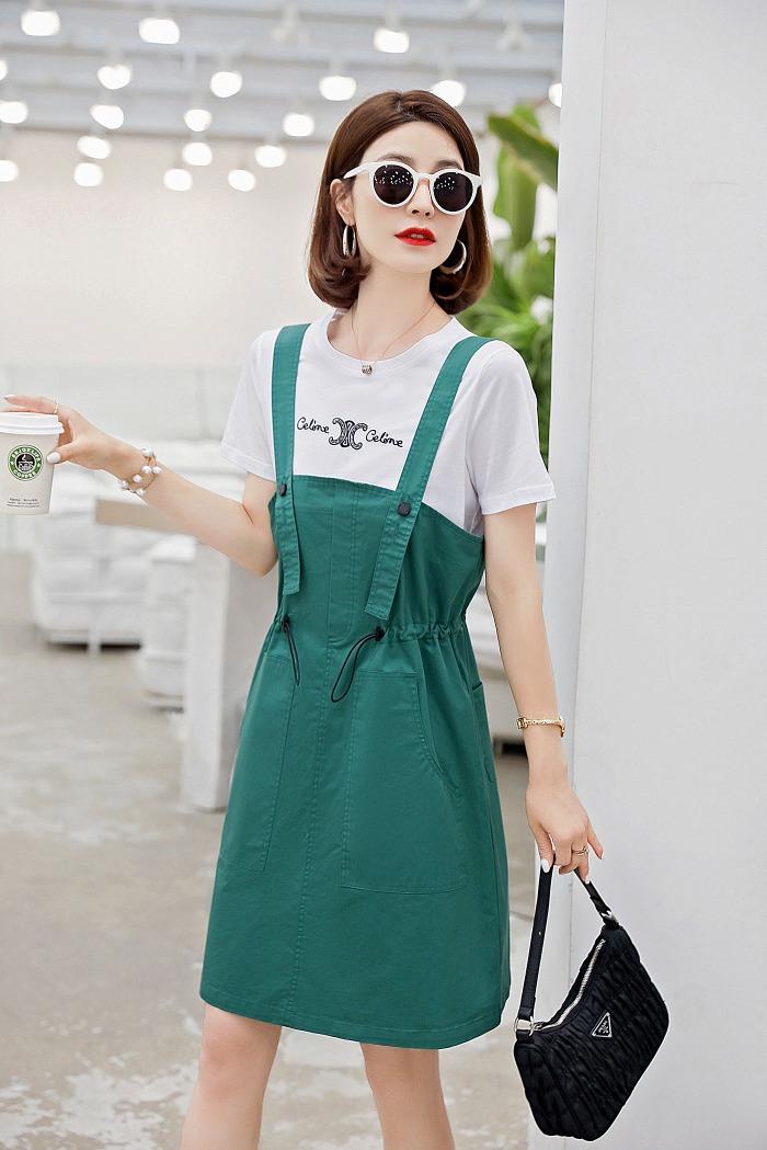 背带套裙，女装，他她迷