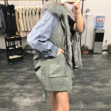 ZHG8107时尚门襟大狐狸毛领可拆卸内胆獭兔毛皮草派克服，女装皮草，L·H·X