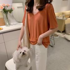 【现货】v领冰柔棉基础打底衫短袖，女装，海维恩