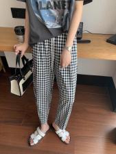 【现货】5873抽绳冰川格子裤休闲裤，女装休闲裤，Seawhen海维恩