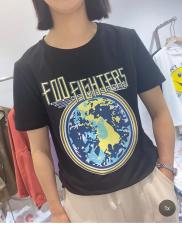 DG873新品时尚地球印花百搭T，女装，L·H·X