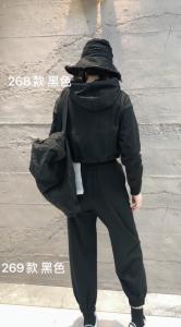 现货 春简易设计感短款套装束绳连帽休闲裤，女装职业装，ABout阿布