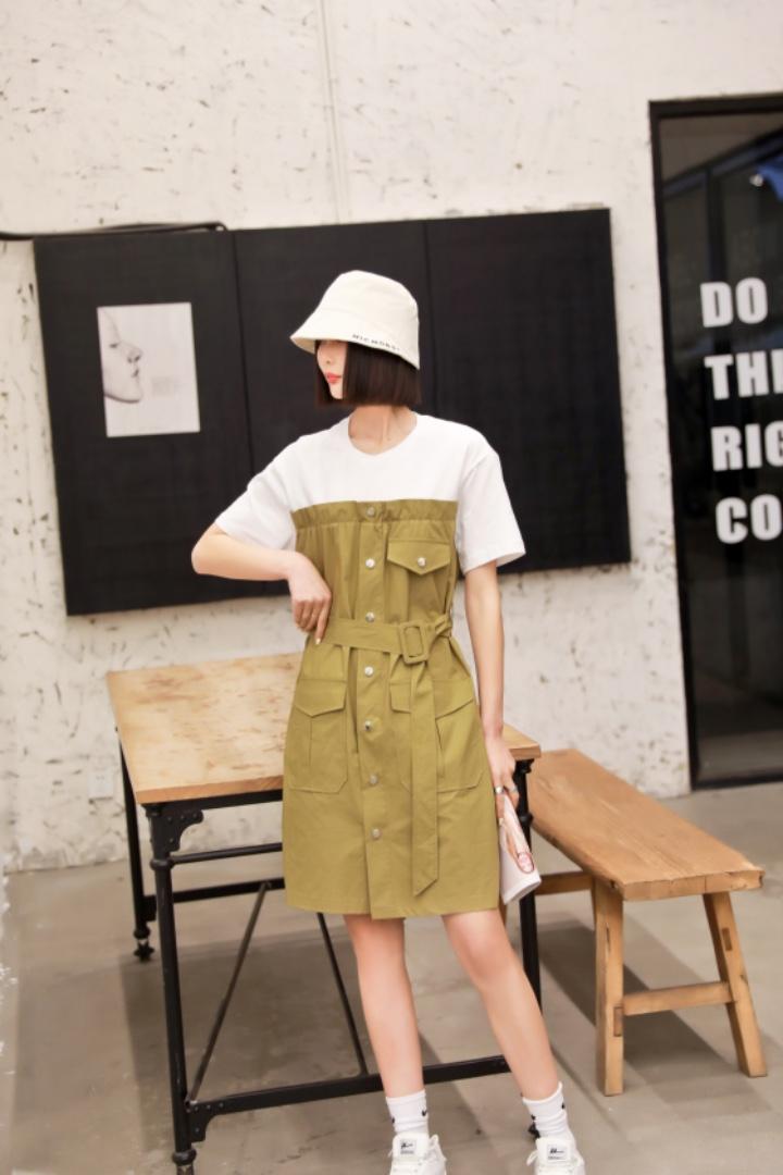 休闲收腰连衣裙夏季，女装连衣裙，登石木子