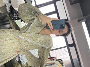 2021定制花型 碎花松紧褶皱连衣裙,女装连衣裙,欧尼蒂