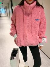 网红立领抽绳带?标拉链羊羔毛颗粒卫衣，女装卫衣/绒衫，L·H·X