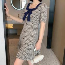 格子连衣裙，女装连衣裙，有声有色