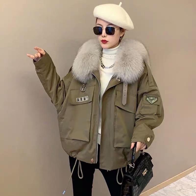 ZHG8117欧版狐毛海军领獭兔毛内胆皮草派克服，女装皮草，L·H·X