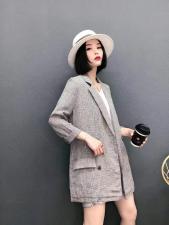AX8105时尚休闲四粒扣小细格洋气西装外套，女装西装，L·H·X