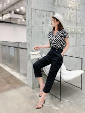 夏季新款斑马纹气质套裤，女装，水锦红