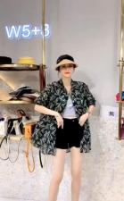 DG896欧洲站夏季新款2021宽松时尚减龄长袖碎花女溥款衬，女装，L·H·X