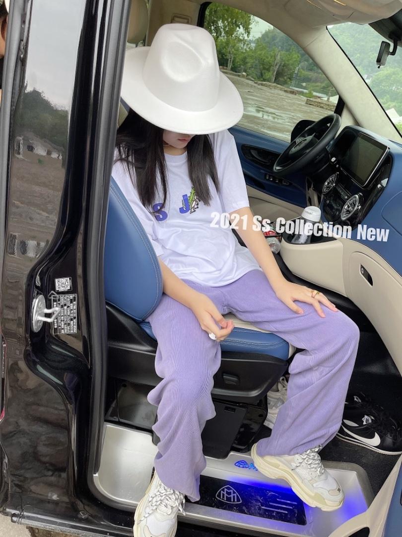 水洗纯棉高腰拖地裤，女装，G
