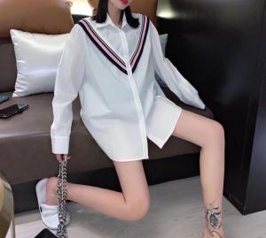 春装新款拼接时尚长袖宽松休闲大版衬衫,女装衬衫,斐媞梦 FTM