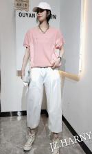 9069短袖刺绣卫衣，女装卫衣/绒衫，俊泽.哈妮