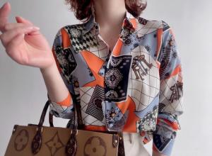 【现货】2021春季新品真丝双绉印花衬衫,女装衬衫,七七迷兰