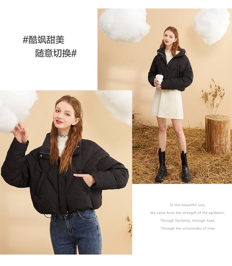 2021冬款新款韩版进口暗印花90绒羽绒服，女装羽绒服，红雀纺