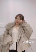 ZHG8113韩版蝙蝠款可脱卸真狐狸毛领内胆獭兔毛皮草派克服，女装皮草，L·H·X