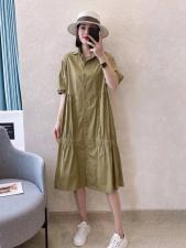 XL9910夏季新款2021韩版宽松bf休闲百搭抽松紧连衣裙，女装连衣裙，L·H·X