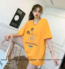 现货2021夏装大板纲印米奇T，女装，泰靡