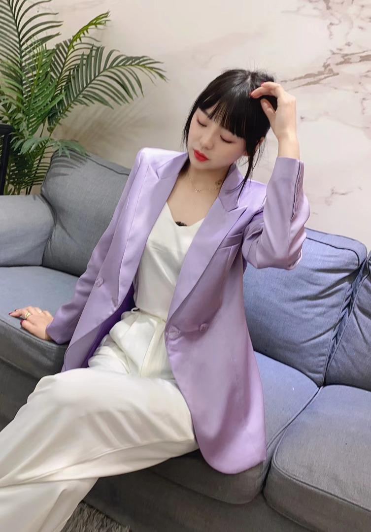 2021新款小西装，黑色，紫色，女装西装，艾涵