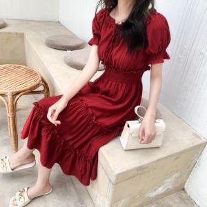 现货 红色连衣裙,女装连衣裙,煊芮熙