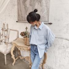 【现货】2021春装新款简约休闲廓形感女衬衫，女装衬衫，法贝萱