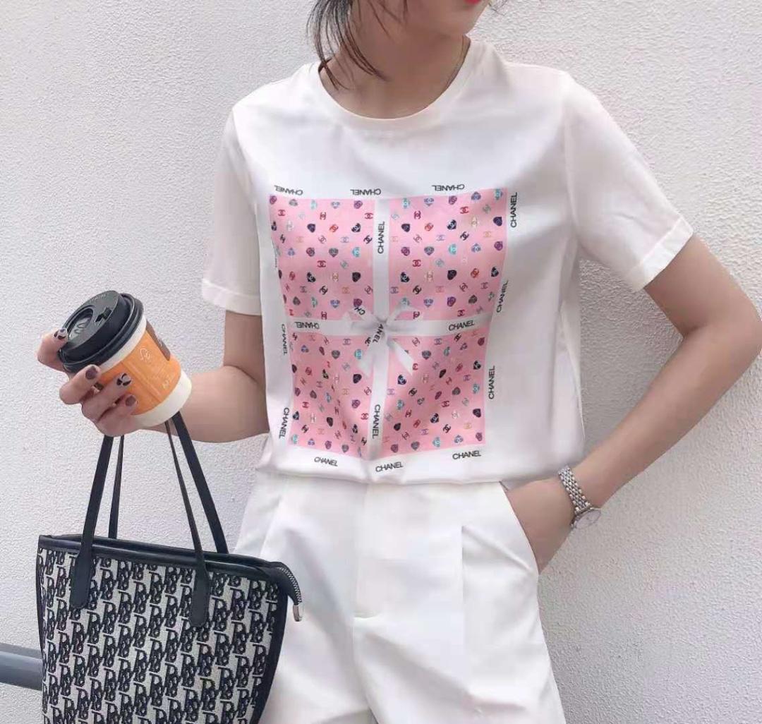 （现货）夏季新款高弹牛奶丝印花面料T，女装，格瑞琪