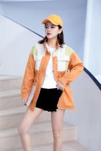 2021春款撞色风衣外套,女装风衣,红雀纺