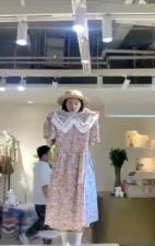 ZCL618韩2021夏季新款气质花朵娃娃领碎花显瘦连衣裙，女装连衣裙，L·H·X