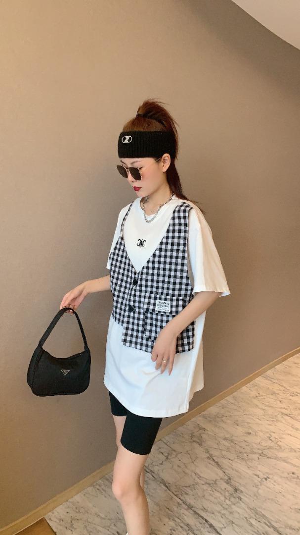 假两件套T，女装，迷乐田子