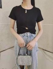 时装短T双纹棉针织，女装，IEC