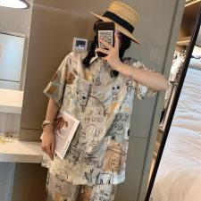 印花衬衫，女装衬衫，XTZ style