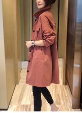 DG863早春新款抽绳松紧腰宽松翻领中长款风衣外套，女装风衣，L·H·X