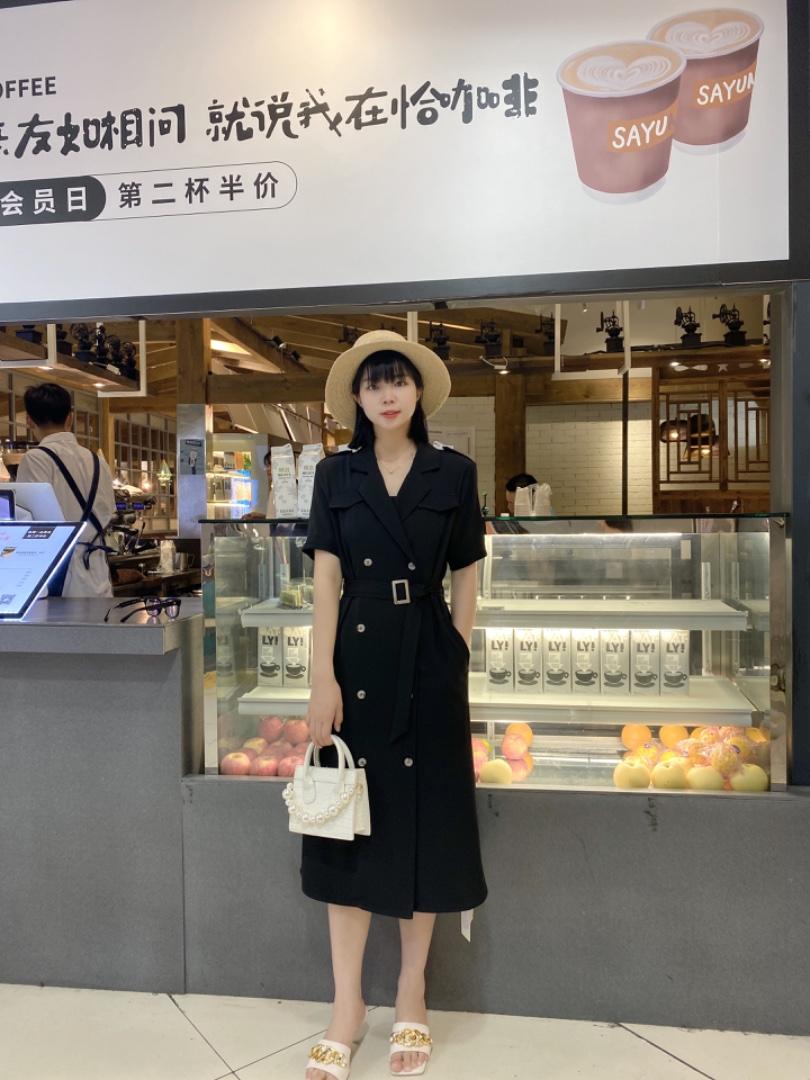 【现货】夏季新品气质款连衣裙梭织面料，女装连衣裙，蓝典