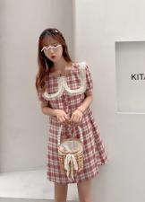 格子连衣裙，女装连衣裙，Linda Jean