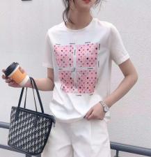 （现货）夏季新款高弹牛奶丝印花面料T，女装，格瑞琪
