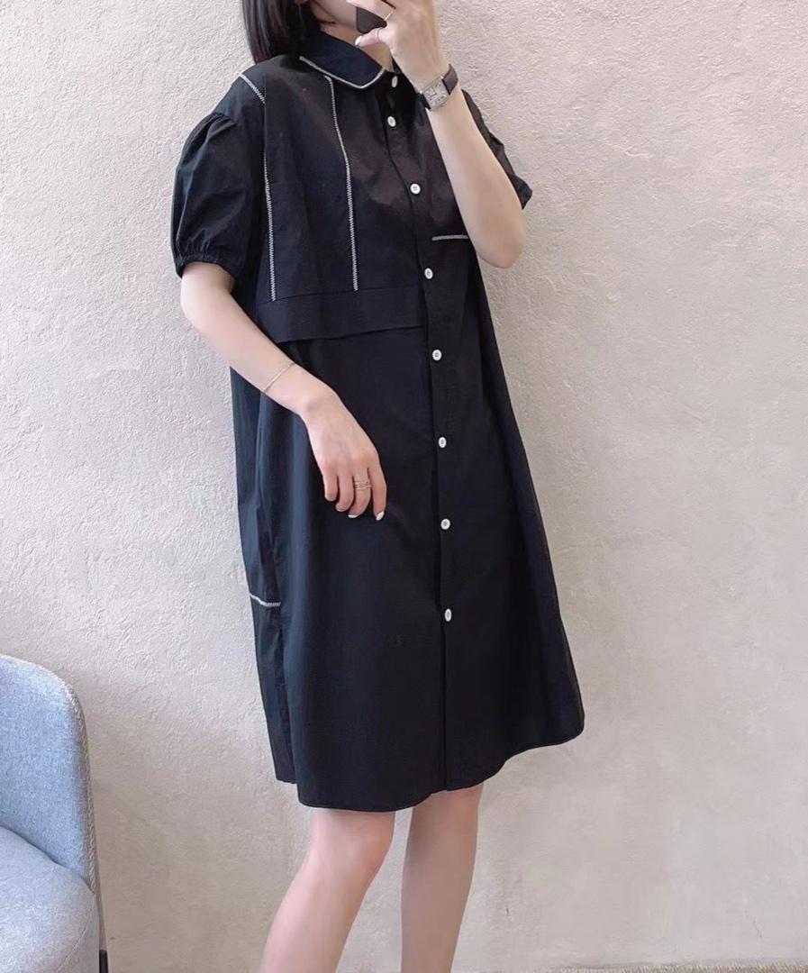 衬衫领明线连衣裙，女装衬衫，江南俏之羽
