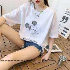 现货2021夏装大板纲印米奇T，女装，泰靡