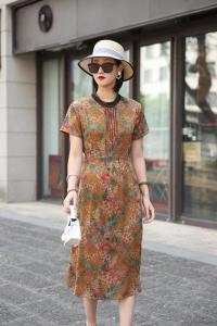 夏季新款真丝缎连衣裙,女装连衣裙,澳洛菲