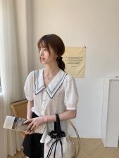TWTIUWOO-她物翻领刺绣小衫，女装，她物