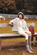 贴皮系带百分百羊羔毛颗粒皮草外套，女装皮草，L·H·X