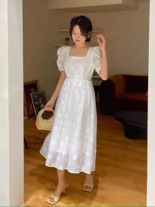 夏季新款 泡泡袖连衣裙，女装连衣裙，甜野