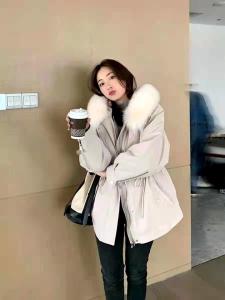 ZHG8118新款韩版时尚可拆卸真狐狸毛领内胆獭兔毛保暖派克,女装,L·H·X