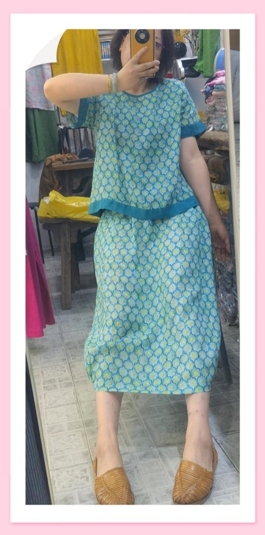 现货一高品质麻料复古风格，女装，蓝院