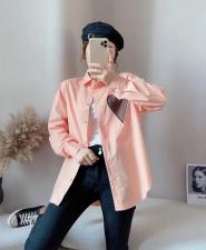 春装新款爱心刺绣衬衫，女装衬衫，斐媞梦