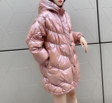 SGH2096爆版亮皮连帽时尚保暖羽绒服，女装羽绒服，L·H·X