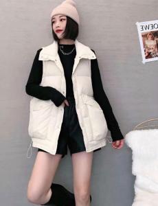 XL9819潮牌大口袋下摆抽绳百分百羽绒马甲，女装马夹，L·H·X