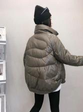 DG832潮牌亮皮立领不规则车线保暖羽绒服，女装羽绒服，L·H·X